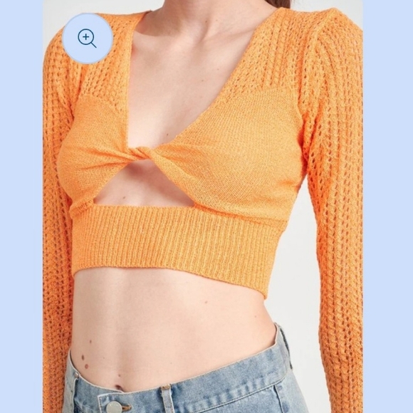 Emory Park Knit Crochet Crop Top Size Small - Picture 4 of 10